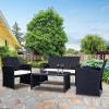 imageGoplus 4Piece Rattan Patio Furniture Set Outdoor Wicker Conversation Sofa with Weather Resistant Cushions and Tempered Glass Tabletop for Lawn Backyard Pool Garden WhiteBlack WickerWhiteblack Wicker