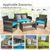 imageGoplus 4Piece Rattan Patio Furniture Set Outdoor Wicker Conversation Sofa with Weather Resistant Cushions and Tempered Glass Tabletop for Lawn Backyard Pool Garden WhiteBlack WickerTurquoise