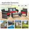 imageGoplus 4Piece Rattan Patio Furniture Set Outdoor Wicker Conversation Sofa with Weather Resistant Cushions and Tempered Glass Tabletop for Lawn Backyard Pool Garden WhiteBlack WickerRed