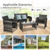 imageGoplus 4Piece Rattan Patio Furniture Set Outdoor Wicker Conversation Sofa with Weather Resistant Cushions and Tempered Glass Tabletop for Lawn Backyard Pool Garden WhiteBlack WickerBlack