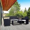imageGoplus 4Piece Rattan Patio Furniture Set Outdoor Wicker Conversation Sofa with Weather Resistant Cushions and Tempered Glass Tabletop for Lawn Backyard Pool Garden WhiteBlack WickerWhiteblack Wicker