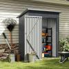 imageGoplus 5 x 3 FT Outdoor Storage Shed Galvanized Metal Tool House wSloped Roof 2 Vents Lockable Door Waterproof ampamp Windproof Utility Tool Organizer for Garden Backyard Lawn Patio Gray