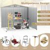 imageGoplus 6 x 4 Woodgrain Outdoor Storage Shed Galvanized Metal Tool House Organizer w 4 Vents Lockable Doors Waterproof Garden Sheds ampamp Outdoor Storage for Backyard Lawn Patio NaturalNatural
