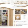 imageGoplus 6 x 4 Woodgrain Outdoor Storage Shed Galvanized Metal Tool House Organizer w 4 Vents Lockable Doors Waterproof Garden Sheds ampamp Outdoor Storage for Backyard Lawn Patio NaturalNatural