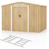 imageGoplus 6 x 4 Woodgrain Outdoor Storage Shed Galvanized Metal Tool House Organizer w 4 Vents Lockable Doors Waterproof Garden Sheds ampamp Outdoor Storage for Backyard Lawn Patio NaturalNatural