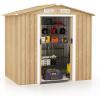 imageGoplus 6 x 4 Woodgrain Outdoor Storage Shed Galvanized Metal Tool House Organizer w 4 Vents Lockable Doors Waterproof Garden Sheds ampamp Outdoor Storage for Backyard Lawn Patio NaturalNatural