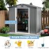 imageGoplus 6 x 4 Woodgrain Outdoor Storage Shed Galvanized Metal Tool House Organizer w 4 Vents Lockable Doors Waterproof Garden Sheds ampamp Outdoor Storage for Backyard Lawn Patio NaturalGray