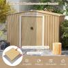 imageGoplus 6 x 4 Woodgrain Outdoor Storage Shed Galvanized Metal Tool House Organizer w 4 Vents Lockable Doors Waterproof Garden Sheds ampamp Outdoor Storage for Backyard Lawn Patio NaturalNatural