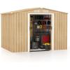 imageGoplus 6 x 4 Woodgrain Outdoor Storage Shed Galvanized Metal Tool House Organizer w 4 Vents Lockable Doors Waterproof Garden Sheds ampamp Outdoor Storage for Backyard Lawn Patio NaturalNatural