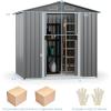 imageGoplus 6 x 4 Woodgrain Outdoor Storage Shed Galvanized Metal Tool House Organizer w 4 Vents Lockable Doors Waterproof Garden Sheds ampamp Outdoor Storage for Backyard Lawn Patio NaturalGray