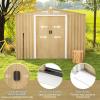 imageGoplus 6 x 4 Woodgrain Outdoor Storage Shed Galvanized Metal Tool House Organizer w 4 Vents Lockable Doors Waterproof Garden Sheds ampamp Outdoor Storage for Backyard Lawn Patio NaturalNatural