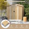 imageGoplus 6 x 4 Woodgrain Outdoor Storage Shed Galvanized Metal Tool House Organizer w 4 Vents Lockable Doors Waterproof Garden Sheds ampamp Outdoor Storage for Backyard Lawn Patio NaturalNatural