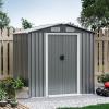 imageGoplus 6 x 4 Woodgrain Outdoor Storage Shed Galvanized Metal Tool House Organizer w 4 Vents Lockable Doors Waterproof Garden Sheds ampamp Outdoor Storage for Backyard Lawn Patio NaturalGray