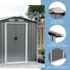 imageGoplus 6 x 4 Woodgrain Outdoor Storage Shed Galvanized Metal Tool House Organizer w 4 Vents Lockable Doors Waterproof Garden Sheds ampamp Outdoor Storage for Backyard Lawn Patio NaturalGray