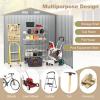 imageGoplus 6 x 4 Woodgrain Outdoor Storage Shed Galvanized Metal Tool House Organizer w 4 Vents Lockable Doors Waterproof Garden Sheds ampamp Outdoor Storage for Backyard Lawn Patio NaturalNatural
