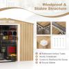 imageGoplus 6 x 4 Woodgrain Outdoor Storage Shed Galvanized Metal Tool House Organizer w 4 Vents Lockable Doors Waterproof Garden Sheds ampamp Outdoor Storage for Backyard Lawn Patio NaturalNatural