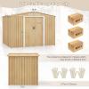 imageGoplus 6 x 4 Woodgrain Outdoor Storage Shed Galvanized Metal Tool House Organizer w 4 Vents Lockable Doors Waterproof Garden Sheds ampamp Outdoor Storage for Backyard Lawn Patio NaturalNatural