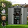 imageGoplus 6 x 4 Woodgrain Outdoor Storage Shed Galvanized Metal Tool House Organizer w 4 Vents Lockable Doors Waterproof Garden Sheds ampamp Outdoor Storage for Backyard Lawn Patio NaturalGray