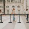imageGoplus 6Pcs Stanchions Crowd Control Barriers with 65 Retractable Belt Stainless Steel Stanchion Posts Queue Line Pole 35quot Height Easy Connect AssemblyBlack