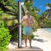 imageGoplus 93 Gallon Solar Heated Outdoor Shower 72 FT Freestanding Garden Shower with Dual Swivel Shower Heads ampamp 2 Foot Showers Adjustable Temperaturefor Poolside Backyard BeachSilver