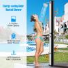 imageGoplus 93 Gallon Solar Heated Outdoor Shower 72 FT Freestanding Garden Shower with Dual Swivel Shower Heads ampamp 2 Foot Showers Adjustable Temperaturefor Poolside Backyard BeachSilver