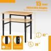 imageGoplus Adjustable Workbench 48quot 2000Lbs Bamboo Top Work Bench for Garage HeavyDuty Steel Work Table Hardwood Workstation Easy Assembly