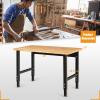 imageGoplus Adjustable Workbench 48quot 2000Lbs Bamboo Top Work Bench for Garage HeavyDuty Steel Work Table Hardwood Workstation Easy Assembly