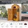 imageGoplus AllinOne Storage Shed 71quot Tall Wooden Lockable Cabinet wFoldable Work Table Vertical Utility Tool Organizer wShelves ampamp Hooks Waterproof Garden Shed for Patio Backyard