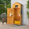 imageGoplus AllinOne Storage Shed 71quot Tall Wooden Lockable Cabinet wFoldable Work Table Vertical Utility Tool Organizer wShelves ampamp Hooks Waterproof Garden Shed for Patio Backyard