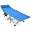 imageGoplus Camping Cot Folding Camping Bed for Adults wCarrying Bag 500 LBS Max Load Side Pocket Detachable Pillow Lightweight Portable Sleeping Cot for Home Office Hiking PicnicBlue