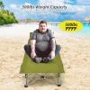 imageGoplus Camping Cot Folding Camping Bed for Adults wCarrying Bag 500 LBS Max Load Side Pocket Detachable Pillow Lightweight Portable Sleeping Cot for Home Office Hiking PicnicGreen