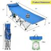 imageGoplus Camping Cot Folding Camping Bed for Adults wCarrying Bag 500 LBS Max Load Side Pocket Detachable Pillow Lightweight Portable Sleeping Cot for Home Office Hiking PicnicBlue