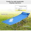 imageGoplus Camping Cot Folding Camping Bed for Adults wCarrying Bag 500 LBS Max Load Side Pocket Detachable Pillow Lightweight Portable Sleeping Cot for Home Office Hiking PicnicBlue