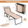 imageGoplus Chaise Lounge Chair Outdoor Folding 5Postion Beach Lounge Chair with Detachable Pillow Side Pocket Sunbathing Lounge Chair Adjustable Tanning Chair for Patio Lawn Pool YardBeige