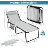 imageGoplus Chaise Lounge Chair Outdoor Folding 5Postion Beach Lounge Chair with Detachable Pillow Side Pocket Sunbathing Lounge Chair Adjustable Tanning Chair for Patio Lawn Pool YardGrey
