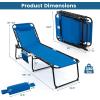 imageGoplus Chaise Lounge Chair Outdoor Folding 5Postion Beach Lounge Chair with Detachable Pillow Side Pocket Sunbathing Lounge Chair Adjustable Tanning Chair for Patio Lawn Pool YardBlue