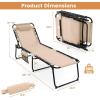 imageGoplus Chaise Lounge Chair Outdoor Folding 5Postion Beach Lounge Chair with Detachable Pillow Side Pocket Sunbathing Lounge Chair Adjustable Tanning Chair for Patio Lawn Pool YardBeige