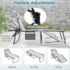 imageGoplus Chaise Lounge Chair Outdoor Folding 5Postion Beach Lounge Chair with Detachable Pillow Side Pocket Sunbathing Lounge Chair Adjustable Tanning Chair for Patio Lawn Pool YardGrey