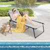 imageGoplus Chaise Lounge Chair Outdoor Folding 5Postion Beach Lounge Chair with Detachable Pillow Side Pocket Sunbathing Lounge Chair Adjustable Tanning Chair for Patio Lawn Pool YardGrey