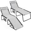 imageGoplus Chaise Lounge Chair Outdoor Folding 5Postion Beach Lounge Chair with Detachable Pillow Side Pocket Sunbathing Lounge Chair Adjustable Tanning Chair for Patio Lawn Pool YardGrey