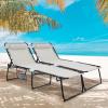 imageGoplus Chaise Lounge Chair Outdoor Folding 5Postion Beach Lounge Chair with Detachable Pillow Side Pocket Sunbathing Lounge Chair Adjustable Tanning Chair for Patio Lawn Pool YardGrey