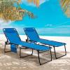 imageGoplus Chaise Lounge Chair Outdoor Folding 5Postion Beach Lounge Chair with Detachable Pillow Side Pocket Sunbathing Lounge Chair Adjustable Tanning Chair for Patio Lawn Pool YardBlue