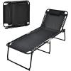 imageGoplus Chaise Lounge Chair Outdoor Folding 5Postion Beach Lounge Chair with Detachable Pillow Side Pocket Sunbathing Lounge Chair Adjustable Tanning Chair for Patio Lawn Pool YardBlack