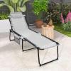 imageGoplus Chaise Lounge Chair Outdoor Folding 5Postion Beach Lounge Chair with Detachable Pillow Side Pocket Sunbathing Lounge Chair Adjustable Tanning Chair for Patio Lawn Pool YardGrey