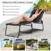 imageGoplus Chaise Lounge Chair Outdoor Folding 5Postion Beach Lounge Chair with Detachable Pillow Side Pocket Sunbathing Lounge Chair Adjustable Tanning Chair for Patio Lawn Pool YardBlack