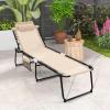imageGoplus Chaise Lounge Chair Outdoor Folding 5Postion Beach Lounge Chair with Detachable Pillow Side Pocket Sunbathing Lounge Chair Adjustable Tanning Chair for Patio Lawn Pool YardBeige