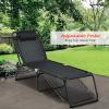 imageGoplus Chaise Lounge Chair Outdoor Folding 5Postion Beach Lounge Chair with Detachable Pillow Side Pocket Sunbathing Lounge Chair Adjustable Tanning Chair for Patio Lawn Pool YardBlack