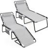 imageGoplus Chaise Lounge Chair Outdoor Folding 5Postion Beach Lounge Chair with Detachable Pillow Side Pocket Sunbathing Lounge Chair Adjustable Tanning Chair for Patio Lawn Pool YardGrey