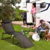 imageGoplus Chaise Lounge Chair Outdoor Folding 5Postion Beach Lounge Chair with Detachable Pillow Side Pocket Sunbathing Lounge Chair Adjustable Tanning Chair for Patio Lawn Pool YardBlack