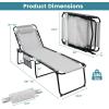 imageGoplus Chaise Lounge Chair Outdoor Folding 5Postion Beach Lounge Chair with Detachable Pillow Side Pocket Sunbathing Lounge Chair Adjustable Tanning Chair for Patio Lawn Pool YardGrey